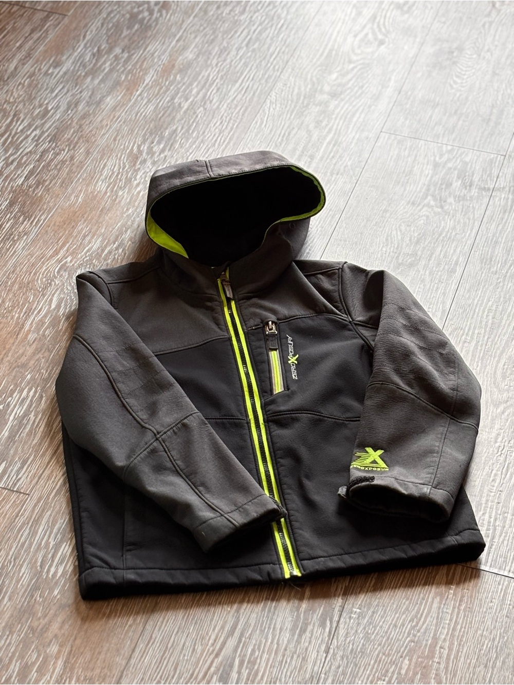 ZeroXposur Black Soft-Shell Jacket with Neon Green Accents - Boys